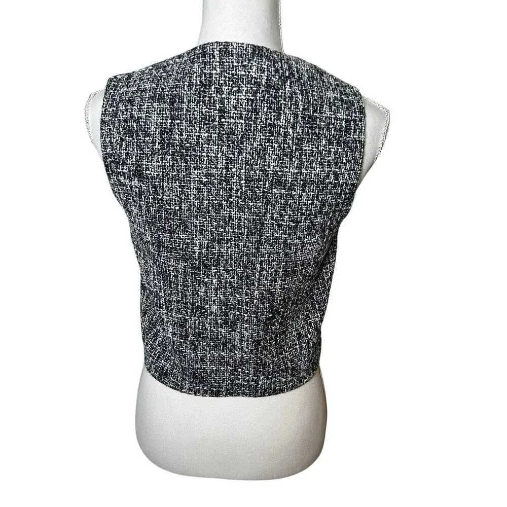 Abercrombie & Fitch NWT black and white tweed 4 gold button lined vest XS
